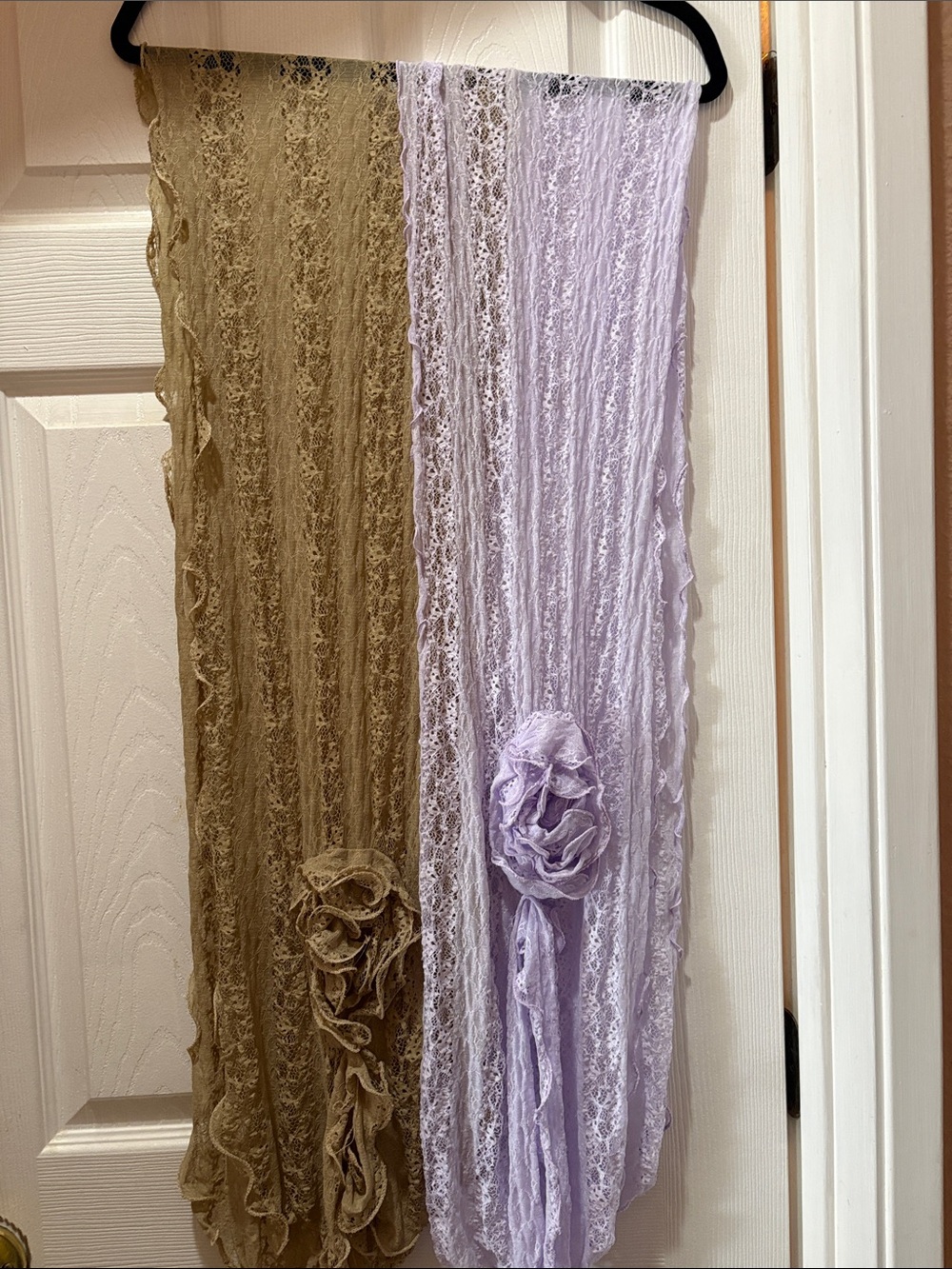 Delicate Lace Scarf Set — Olive/tan & Lavender